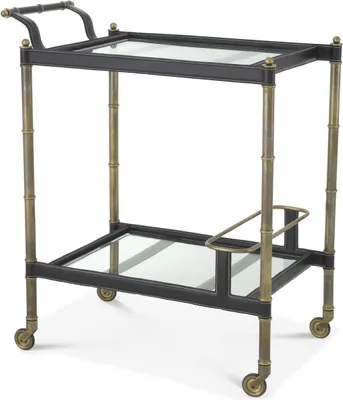 Produktbild von Casa Padrino Luxus Servierwagen Vintage Messingfarben / Schwarz 74 x 44,5 x H. 84 cm - Hotel Restaurant Gastronomie Trolley - Luxus Accessoires
