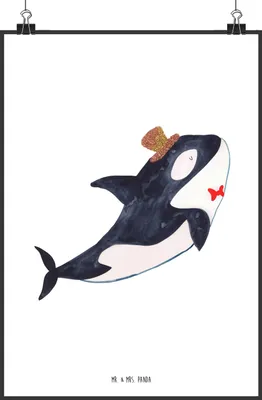 Produktbild von Mr. & Mrs. Panda Bild Orca Zylinder DIN A0 - Weiß - Geschenk, Meer, Narwal, Glitzer, Wandbild, Konfetti, Kunstdruck, wanddeko, Geburtstag, drucke, Fest, poster