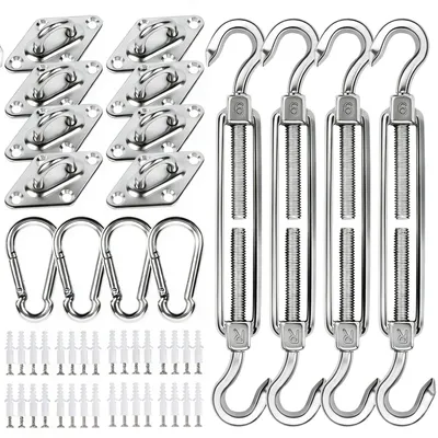 Image de Kit de fixation pour voile d'ombrage, en acier inoxydable, 15 cm, 80 pièces, pour une utilisation en extérieur