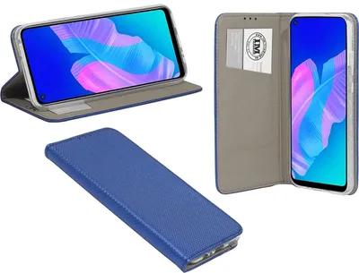 Produktbild von cofi1453® Buch Tasche "Smart" kompatibel mit HUAWEI P40 LITE E Handy Hülle Etui Brieftasche Schutzhülle mit Standfunktion, Kartenfach Blau