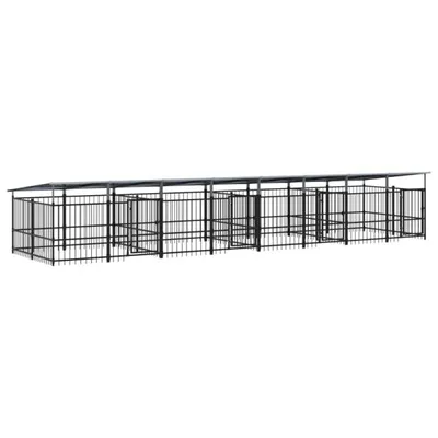 Produktbild von vidaXL Outdoor-Hundezwinger mit Dach Stahl 15,02 m²