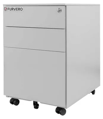 Zdjęcie produktu dla Szafka kontenerek mobilny pod biurko z 3 szufladami FURVERO S/S szara 39x50x60 cm