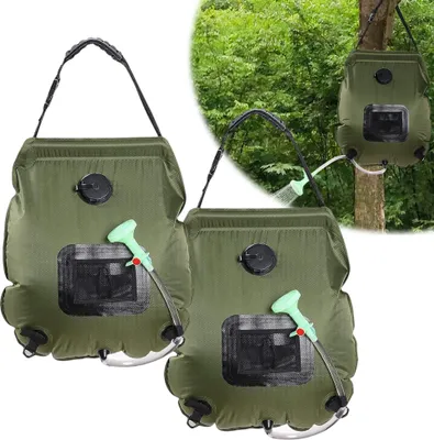 Immagine prodotto di 2 pezzi doccia solare borsa campeggio 20L, doccia solare acqua borsa mano doccia tubo portatile, doccia all'aperto riscaldamento solare per l'estate escursionistica
