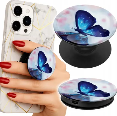 Image de Support pour téléphone portable Popsocket Blue Butterfly Patterns