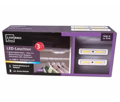 Produktbild von LIVARNO home LED-Leuchten 2er Set Batterie Kaltweiß für Schrank & Regal