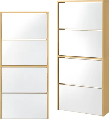 Produktbild von Schuhschrank ’Vogar’ mit 4 verspiegelten Türen für 12 Paar Schuhe 134 x 63 x 17 cm Eichenoptik