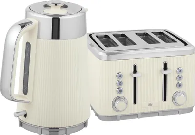 Obrázek produktu pro Rychlovarná konvice 1,7 l 2200 W a toustovač na 4 plátky, krémově bílá