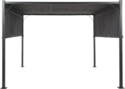 Produktbild von BELIANI Garten Pergola Grau mit Dach LED-Beleuchtung Sonnenschutz Gartenausstattung Wasserabweisend Quadratisch Garten-Möbel Terrassen-Möbel Pavillon