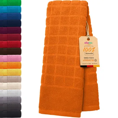 Produktbild von EllaTex PARIS Duschvorleger 50x70 cm – 100% Baumwolle, 700 g/m², flauschige Badematte, in Farbe: Orange