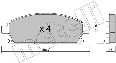 Produktbild von METELLI Bremsbeläge Satz Vorne Bremsklötze für NISSAN X-TRAIL (T30) 22-0406-0