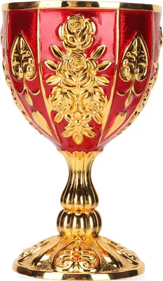 Immagine prodotto di Calice d'oro 4 pollici in lega di zinco alta Retro goffrato modello floreale elegante calice pappone per partito Banchetto Bar Rosso
