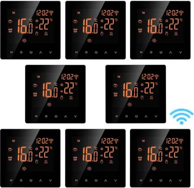 Obrázok produktu pre 8X WiFi termostat – digitálny LCD izbový termostat pre 16 A elektrické kúrenie, podlahové kúrenie, týždenný programovateľný termostat, vnútorný teplomer, regulátor teploty, nástenný termostat pre domácnosť, školu, kanceláriu, hotel