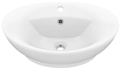 Imagen del producto de Lavabo ovalado de cerámica, 58,5 x 39 cm, con orificio para grifo