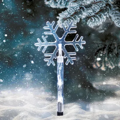 Image de Éclairage de jardin LED Solight, flocons de neige, 5 pièces, 15 LED, connexion par fiche, 3 piles AA 1V281