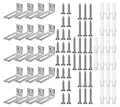 Produktbild von Montageset für Whiteboards aus Metallhalterungen und Schrauben zur sicheren Wandmontage