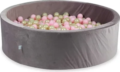 Produktbild von Bällebad 130x40 Samt Lila – Mit 700 Bällen / Hellgold, Babyrosa