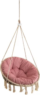 Produktbild von Velvet Kissen für Hängesessel, Sitzkissen für Stuhl, Hängekorb Sessel, Indoor Kissen, Waschbar Auflage, Rund, Swing, Schaukelkissen, Rosa, 92 cm