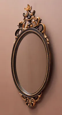 Produktbild von Casa Padrino Luxus Barock Spiegel Schwarz / Gold H. 102 cm - Ovaler Barockstil Wandspiegel -  Italy
