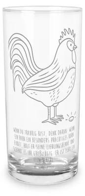Produktbild von Mr. & Mrs. Panda Cocktailglas Hahn Korn 400 ml - Transparent - Geschenk, Bauernhof, Natur, Wasserbecher, Longdrinkglas, Eier, Glas, Wasserglas, Tumbler, Henne