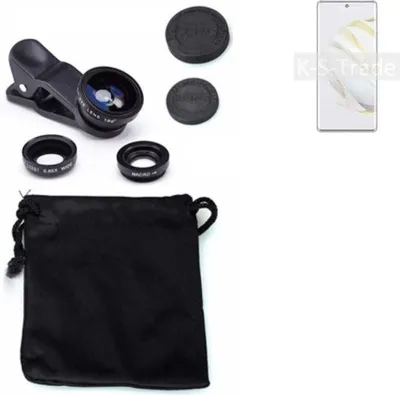 Produktbild von K-S-Trade Smartphone Kamera Linsen Set Kompatibel mit Huawei nova 10 3in1 Clip-On Kamera Adapter Macro Weitwinkel FishEye Fischauge Objektiv Linse