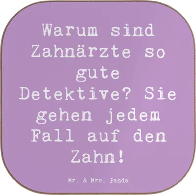 Produktbild von Mr. & Mrs. Panda Untersetzer Glas Spruch Zahnarzt Detektiv - Lavendeltraum - Geschenk, Coaster, bieruntersetzer, Zahnpflege, Tischschoner, Berufe, Dentalhygiene, Familie