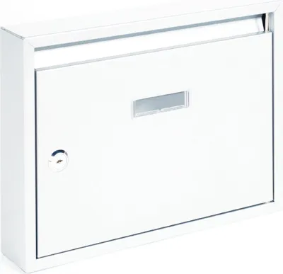 Produktbild von Wandbriefkasten BK.24.BM Stahl weiß 24x32x6 cm mit Namensschild