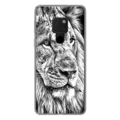 Produktbild von MuchoWow® Handyhülle Schutzhülle Hülle für Huawei P40 Lite Porträt - Löwe - Schwarz und weiß Silikon Softcase Handy Hülle - Handy