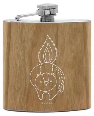 Produktbild von Mr. & Mrs. Panda Flachmann Stinktier Angriff - Transparent - Geschenk, Stinker, feldflasche, Hip Flask, Skunk, Drohung, Alkoholflasche, Aus Edelstahl, Wildtier, Raubtier