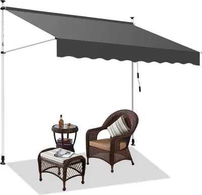 Immagine prodotto di Tenda da sole Jopassy Tenda da sole con morsetti Tenda da sole per balcone regolabile in altezza Tenda da sole senza forature per terrazza Balcone 350 cm Grigio