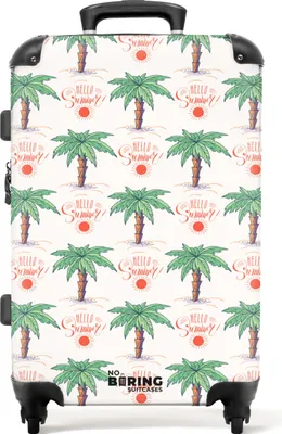 Produktbild von NoBoringSuitcases.com® Großer Koffer - Palme - Sonne - 'Hallo Sommer' - Vintage - Muster - Kombinationsschloss TSA - Hartschalen Trolley 4 Rollen - 72 liter - Reisekoffer - 66 cmKoffer Mittelgroß 67x43x25 cm, 72L,