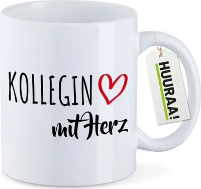 Produktbild von Huuraa Kaffeetasse Kollegin mit Herz 330ml Weiß Keramik Kaffeebecher Geschenkidee