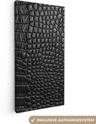 Obrázek produktu pro OneMillionCanvasses® - Obrazy na plátně - kůže - texturované - černá - šedá, nástěnný obraz, nástěnná dekorace Obývací pokoj, 20x40cm