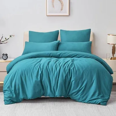 Produktbild von Unyqoos® Mikrofaser-Bettwäsche-Set 200 x 200 cm, 2x 80 x 80 cm, Türkis – Reißverschluss & Eckbänder, hautfreundlich und atmungsaktiv