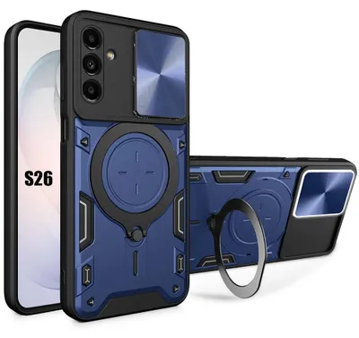 Image de Coque pour Samsung Galaxy S26, Antichoc avec Anneau Magnétique et Protection Caméra - Bleu Marine