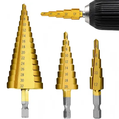 Stufenbohrer-Set 3-teilig HSS 4-32 mm Titan