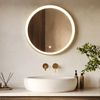 Produktbild von LOMAZOO Badezimmerspiegel 60 cm - Goldrahmen - Rund