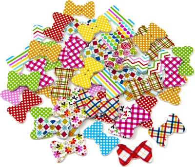 Produktbild von Oblique Unique 50x Holz Knöpfe Schleifen Kinderknöpfe mit Punkten Blumen Buttons Nähen Kleidung Basteln Spielen Deko