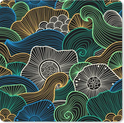 Produktbild von MuchoWow® Mauspad Mousepad Muster - Blumen - Glühen 20x20 cm - Mousepads - Maus Mat - Pad - Mausunterlage - Desk Mat - Bureauartikeln