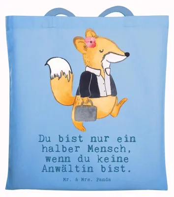Produktbild von Mr. & Mrs. Panda Tote Bag Anwältin Herz - Sky Blue - Geschenk, Laptoptasche, Beruf, Einkaufstasche, Anwaltskanzlei, Witzig, Spruch, Lustig, Tasche, Schultasche