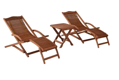 Produktbild von Merxx Gartenliegen Set 3tlg., 2 Schwungliegen, Klapphocker 50 x 50 cm - Eukalyptus
