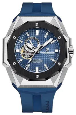 Immagine prodotto di Orologio da uomo Pagani Design Javelot, automatico, in silicone, blu/argento