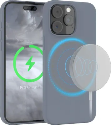 Produktbild von EAZY CASE Silikon MagSafe Handyhülle kompatibel mit Apple iPhone 15 Pro Max Hülle mit Kameraschutz, Silikonhülle, Schutzhülle Grau