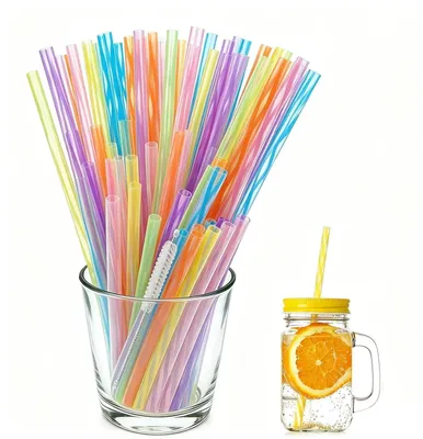Immagine prodotto di Cannucce riutilizzabili in plastica, confezione da 120 pezzi, disponibili in 2 dimensioni, complete di spazzoline per la pulizia, ideali per cocktail e smoothie