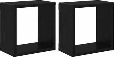 Produktbild von Wandregale mit Regal 2 pcs Schwarz Eichen-Optik Holzwerkstoff