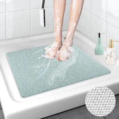 Immagine prodotto di Tappetino da bagno antibatterico, 53 x 53 cm, morbido, confortevole, antiscivolo, con fori di drenaggio, per la doccia e le zone umide