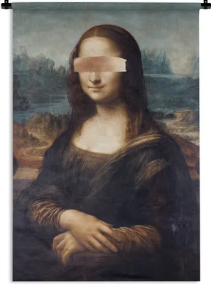 Produktbild von MuchoWow® Wandteppich Wandbehang Mona Lisa - Leonardo da Vinci - Bronze 60x90 cm Tapisserie Dekoration Wandtuch - Foto-Teppich - Abwaschbar
