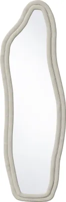 Immagine prodotto di UnboxG Specchio a figura intera, 160 x 50 cm specchio irregolare ondulato con cornice in velluto, grande specchio da parete, specchio da toilette per soggiorno, camera da letto, guardaroba, corridoio, bianco