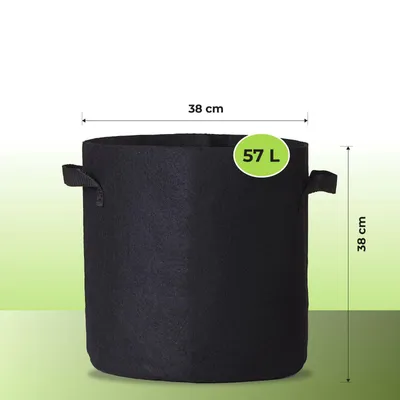 Produktbild von Pflanzsack mit Henkeln Grow Pot Bag Pflanztasche Pflanzbehälter 57 Liter – 1 Stück atmungsaktiv & wiederverwendbar
