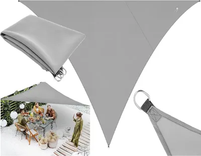 Produktbild von Saska Garden Sonnensegel Dreieck 3x3x4 m Grau – UV-Schutz, 90 % Schattierung, wasserabweisend – Gartensegel mit Edelstahlringen & Seilen