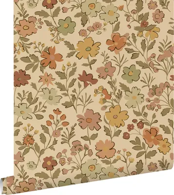 Immagine prodotto di ESTAhome carta da parati fiori giallo ocra e marrone cervine 50 x 900 cm